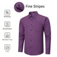 thumbnail image 5 of Long Sleeve Mens Dress Shirts Casual Solid Shirts for Men Regular Stripe Tops with Pocket Purple L, 5 of 8