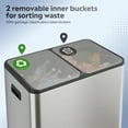 thumbnail image 3 of GALAXHERO Dual Compartment Garbage Cans, Stainless Steel Kitchen Trash Can with Handles, Soft-Close Lid, Deodorizing Filter Box, 2 x 8 Gallon, Silver, 3 of 5