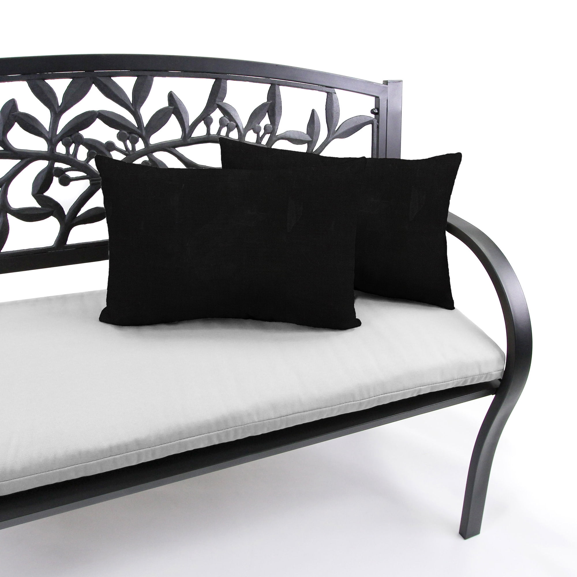 Jordan Manufacturing 14" x 20" Canvas Black Solid Rectangular Outdoor Lumbar Throw Pillow (2 Pack)