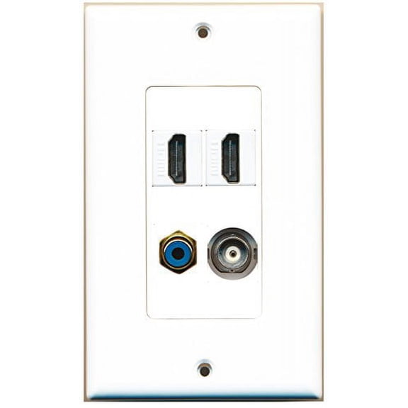 RiteAV - 2 Port HDMI 1 Port RCA Blue 1 Port BNC Wall Plate Decorative