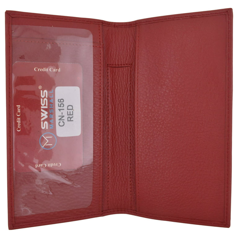 Marshal Wallet RFID Unisex Checkbook cover-Duplicate Checks Premium Soft Quality Leather, Adult Unisex, Size: Hot Pink