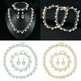 thumbnail image 2 of UDIYO Women Bride Faux Pearl Rhinestone Necklace Stud Earrings Bracelet Jewelry Set, 2 of 6