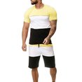 thumbnail image 1 of Txlixc Traje de hombre, camiseta de cuello redondo de manga corta + pantalones cortos de cintura de cuerda Txlixc moda, 1 of 6