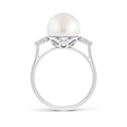 thumbnail image 2 of ANGARA South Sea Cultured Pearl Ring with Trio Diamonds in 925 Sterling Silver for Women | June Birthstone, Birthday, Anniversary, Jewelry Gift for Women | Pearl Ring, 2 of 8