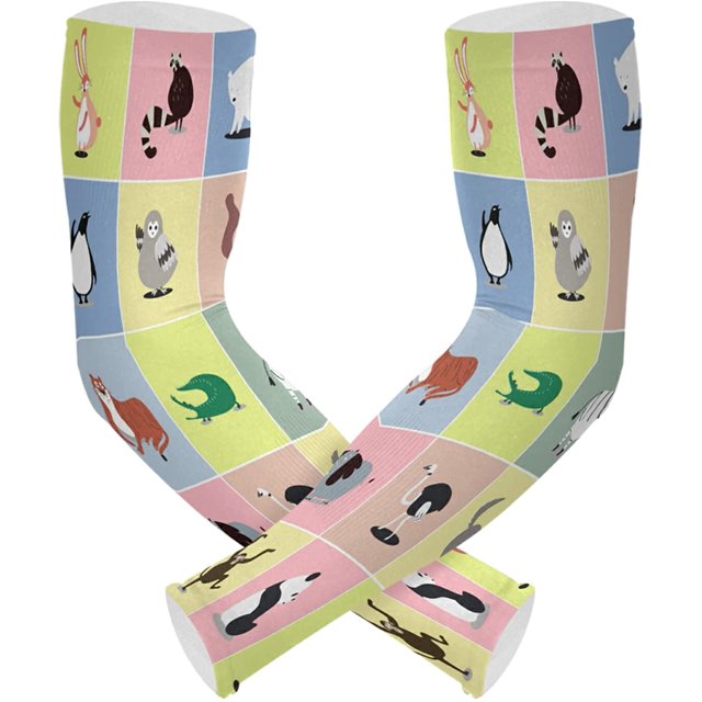 Animaux Mignons Manches Renard Protection Solaire Manches Rafraîchissantes Manches Soleil Unisexes en Soie Glacée avec Trou pour Pouce pour Course Cyclisme Conduite Sports Extérieurs