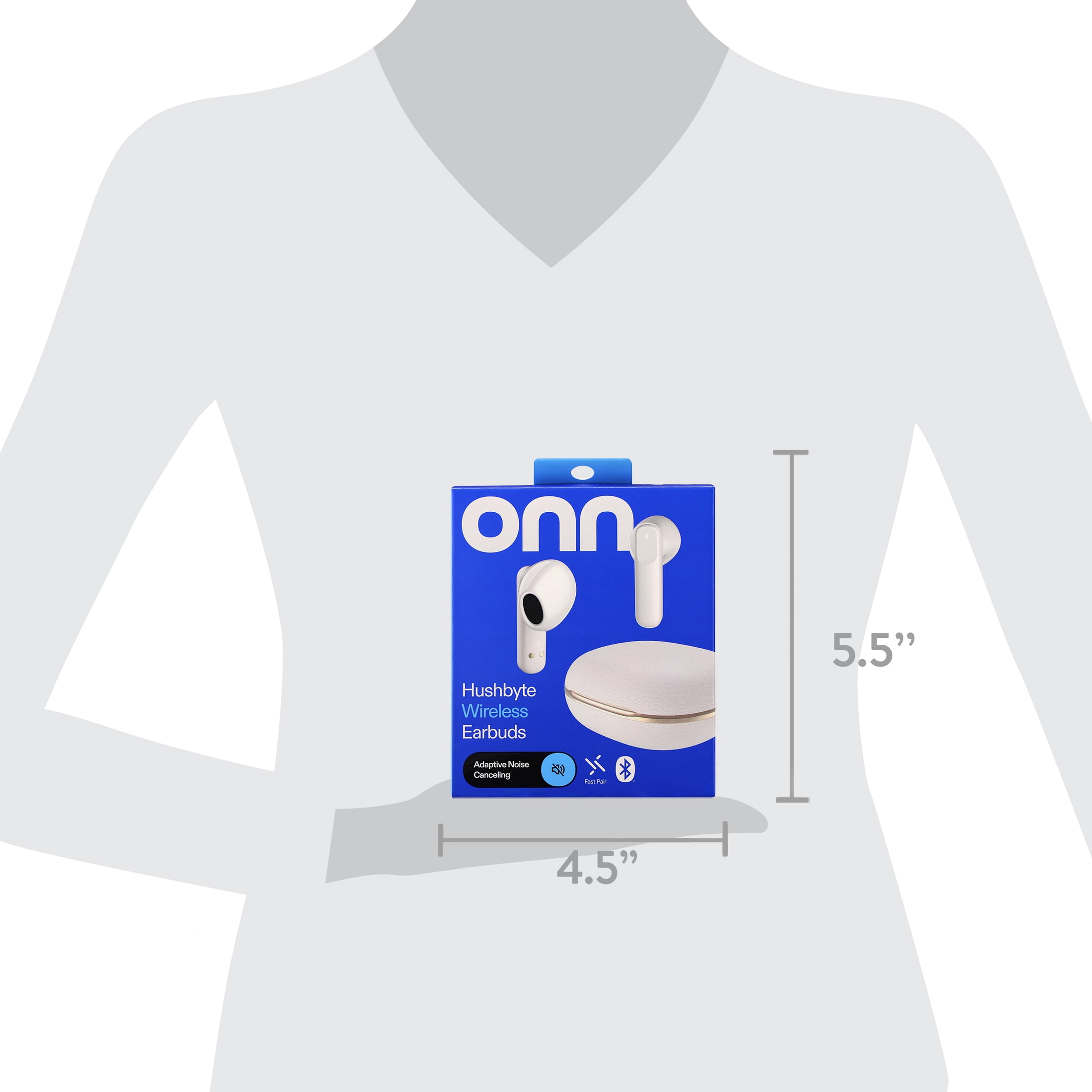 onn Hushbyte Wireless Earbuds, White