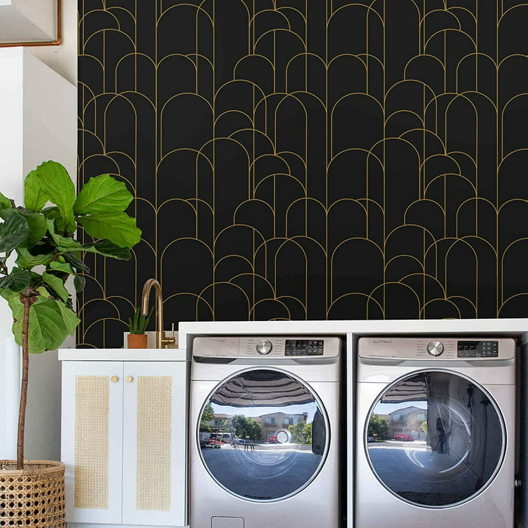 Buy WallWear Wallpapers & Wall Stickers Model (Black&Gold) Pack Of 1 Roll  (40x300) cm Wallpaper For Walls Self Adhesive Peel and Stick For Home, Kitchen, Bedroom