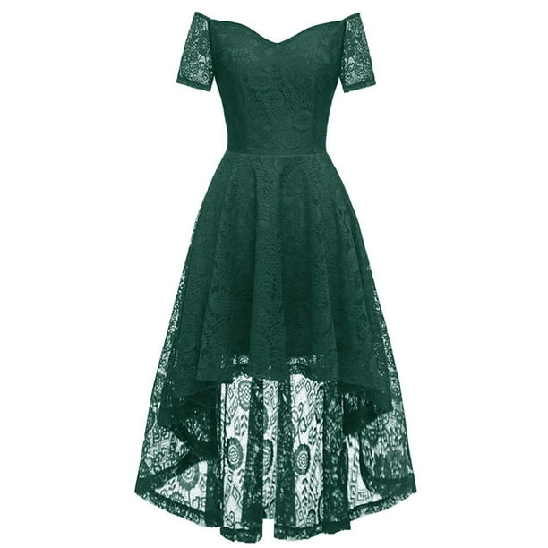 Gibobby Vestidos de noche cortos Vestido de cóctel para fiesta de boda, con hombros descubiertos, y bajo, para mujer(Verde,M)