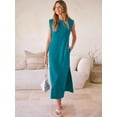 thumbnail image 3 of ANRABESS Summer Casual Sleeveless Maxi Dress for Women Crewneck Loose Split Wrinkle-Free Travel Vacation Long Dress Beach Sundress with Pockets Lake Blue M, 3 of 12