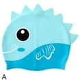 thumbnail image 2 of Gorro de baño de silicona para niños, impermeable y cómodo, con dibujos de dinosaurios y peces., 2 of 2
