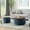 Dark Blue / Foam, variant on FunMay Woven Seagrass Storage Ottoman with Rattan Accents, Boho Footstool for Living Room