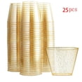 thumbnail image 2 of Vasos de plástico dorados, copas de vino de plástico transparente, elegantes vasos de plástico duro desechables con purpurina dorada para vasos, 25 piezas, 2 of 8