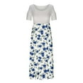 thumbnail image 3 of Aueoeo Cocktail Dresses for Women Evening Party, Women's Off The Shoulder Dress Casual Summer Dress Print Crewneck Short Sleeve Flowy Long Dress Beach Sundress, 3 of 4