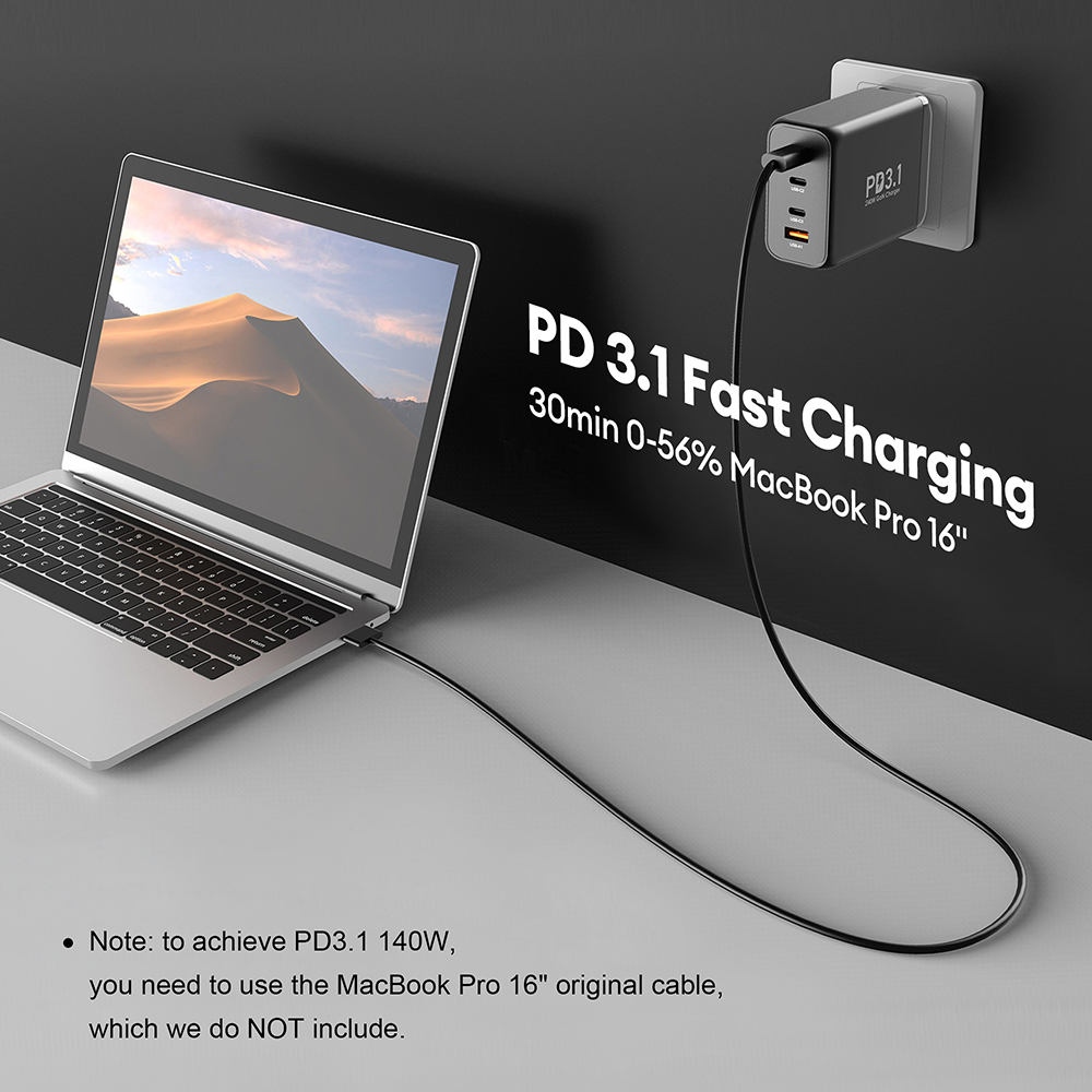 ACEFAST 65W GaN Ladegerät – 3 USB-Anschlüsse, Schnelles Laden Für MacBook, IPhone, Galaxy