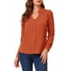 thumbnail image 5 of CAMISA DE BOTONES DE MANGA LARGA EN V ELEGANTE PARA MUJERES CHIC XS NARANJA MARRÓN, 5 of 7