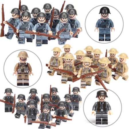 30 Pcs/Set Military Minifigures Building Blocks Toys, 1.77 inch WW2 Army Soldier Action Figures for Kids Birthday Gifts