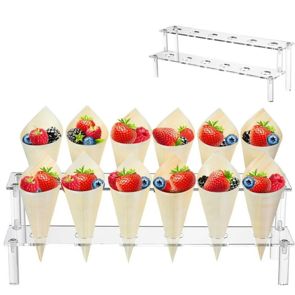 AITOCO Snow Cone Holder Stand 12-Hole Acrylic Cone Holders for Party Clear Display 2-Layer for Carnival Food Truck Picnic Kitchen Outdoor Event Desktop Appetizer astounding