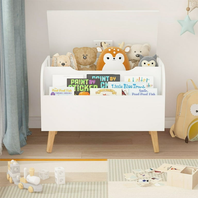 Bianlte Wooden Toy Box,Kids Toy Storage Organizer with Front