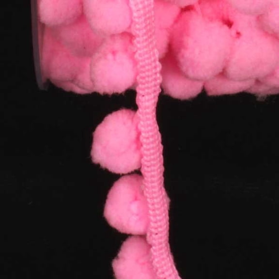The Ribbon People Pink Feather Pom-Poms Craft Trim .875" x 44 Yards