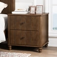 thumbnail image 2 of Fluted Nightstand 2-Piece Set, 21.65 Inch Wide Side Table with 3 Drawers, Mid Century Modern Wood Nightstand with Metal Handles for Bedroom, Living Room, Entryway, Walnut Finish, 2 of 9