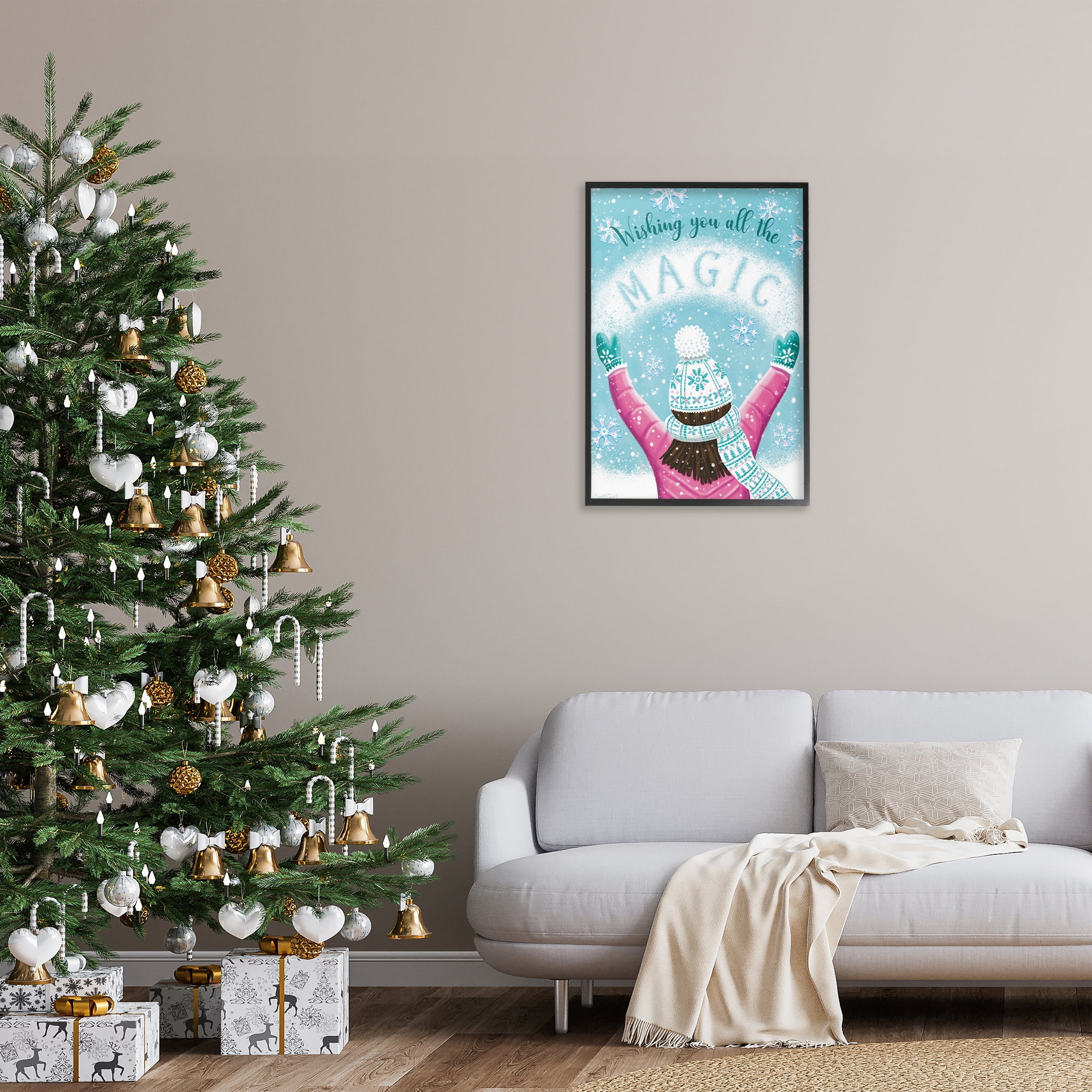 Stupell Industries Wishing You Magic Holiday Painting Black Framed Art Print Wall Art, 20 x 30