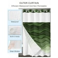 thumbnail image 2 of No Hook Cloth Fabric Shower Curtain with Snap in Liner, Green Ombre Stripes Waterproof Shower Curtains Set with See Through Top Window, Modern Gradient Abstract Waves Art Bath Curtains Shower 72"x96", 2 of 6