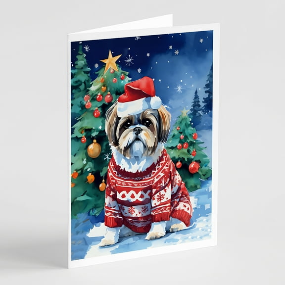 Shih Tzu Christmas Greeting Cards Pack of 8 7 in x 5 in