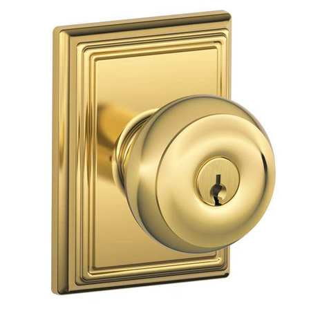 Schlage Locknetics Key (Schlage F51A Georgian With Addison Rose Keyed Entry Lock C Keyway with 16211 Latch 10063 Strike Bright Brass)