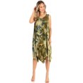 thumbnail image 5 of Sakkas Magy Women's Casual Summer Sleeveless Loose Tank Dress Tie-dye Floral Print - Olive - One Size, 5 of 5