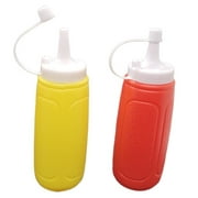 Handy Housewares 2 pc Squeezable Picnic Condiment 8 oz. Squeeze Dispenser Storage Bottles - Great for Ketchup Mustard or BBQ Sauce!