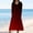 Red, variant on Women's Long Sleeve Dress, V-Neck Midi Length Casual Dress, Stretchy Polyester Everyday Dress