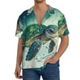 thumbnail image 3 of Vsdgher Watercolor Turtle1 Print Men's Wrinkle Free Untucked Cuban Shirt Business Casual Button Down Shirts Short Sleeve Shirt, 3 of 7