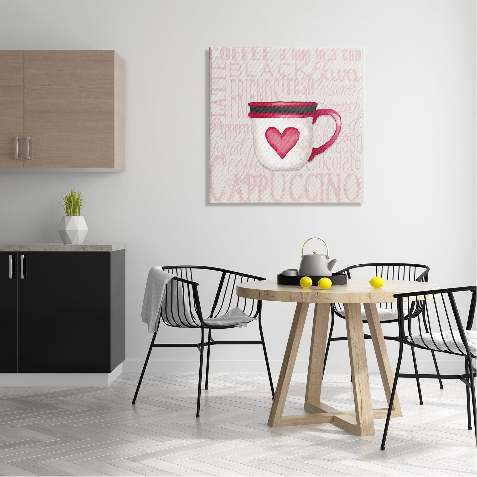 Stupell Heart Coffee Mug Latte Kitchen Food & Beverage Painting Gallery Wrapped Canvas Print Wall Art