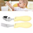 thumbnail image 3 of Juego De Cuchara Y Tenedor, Mano De Obra Fina, Utensilios De Alimentación Para Niños Pequeños, Diseño De Cabeza De Cuchara Plana Y Curvada, Resistente A Altas Temperaturas,, 3 of 7
