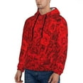 thumbnail image 3 of Kdxio Red Rose Print Mens Casual Hooded Collar Drawstring Hoodies Pullover Sweatshirts Casual Long Sleeve Shirts-X-Large, 3 of 7