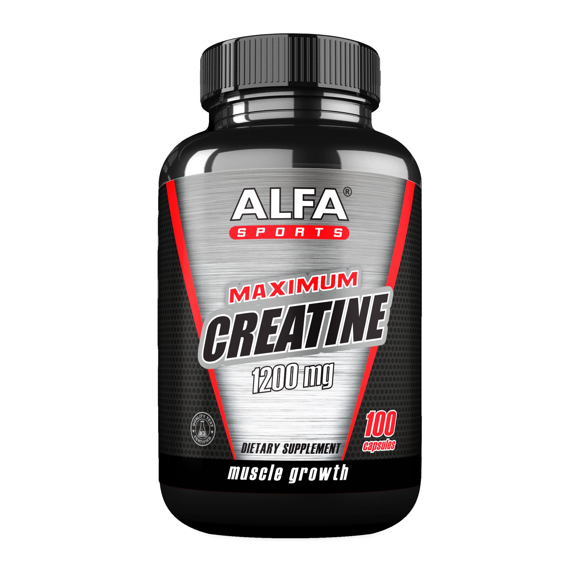 ALFA SPORTS® Maximum Creatine dietary supplements - 1200mg capsules for muscle growth and performance - 100 Capsules