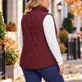 thumbnail image 3 of Plus Size Vest for Women Baeitkot Solid Color Zip Up Sleeveless Outerwear with Pockets Warm Casual Streetwear Wine XXL, 3 of 8