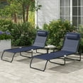 thumbnail image 2 of Outsunny 2 PCs Folding Lounge Chair, Chaise Lounge with Headrest Dark Blue, 2 of 10