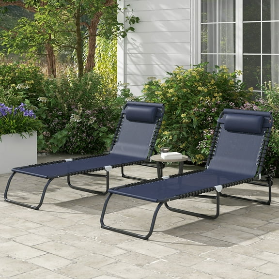 Wubio Folding Beach Chair Chaise Lounge 4 Adjustable Positions-1 Pack-Dark Blue