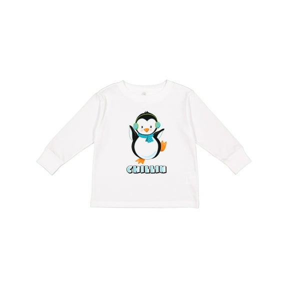 Inktastic Chillin Penguin Boys or Girls Long Sleeve Toddler T-Shirt