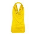 thumbnail image 2 of HAPIMO Women's Trendy Slim Dressy Tank Tops Sleeveless Halter Hanging Neck Pullover Elegant Casual Backless Blouses for Teen Girls Solid Color Ruched Summer Yellow M, 2 of 4