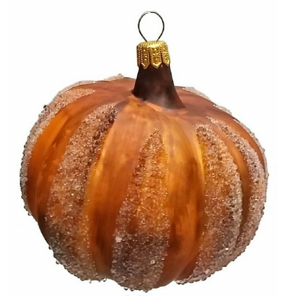 Pinnacle Peak Trading Orange Pumpkin Polish Blown Glass Christmas Ornament Holiday Decoration
