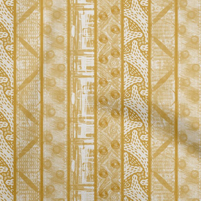 oneOone Polyester Spandex Yellow Fabric Aaian Batik Sewing Craft Projects Fabric Prints By Yard 56 Inch Wide