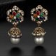 thumbnail image 2 of Women Vintage Golden Wind bell Earring Rhinestones Faux Pearl Dangles Ear Stud, 2 of 4
