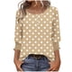 thumbnail image 2 of mfyjkho Tops De Moda Para Mujer, Camiseta De Moda Para Mujer, Con Estampado De Rayas Y Botones, Manga Tres Cuartos, Cuello Redondo Tops Y Blusas Para Mujer L, 2 of 7