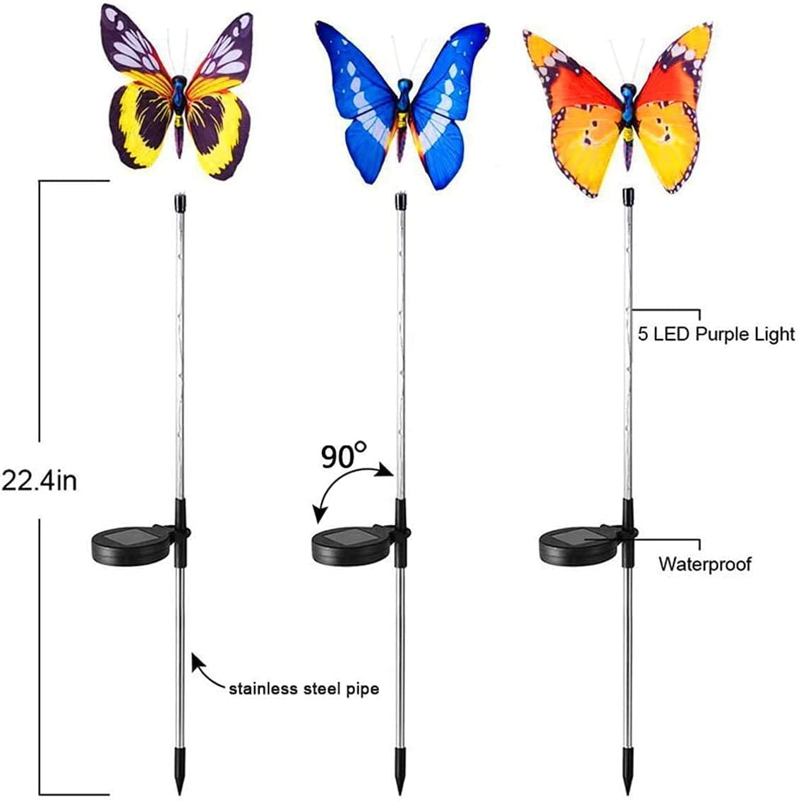 Solar LED Four Color Butterfly Tree Ground Lamp Outdoor Waterproof Solar LED Four Color Butterfly Tree Ground Lamp Outdoor Waterproof