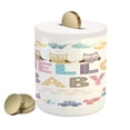thumbnail image 1 of Party Piggy Bank, Hello Words with Elements and Funny Owl Birds Welcome Party, Ceramic Coin Bank Money Box for Cash Saving, 3.6" X 3.2", Multicolor, by Ambesonne, 1 of 4