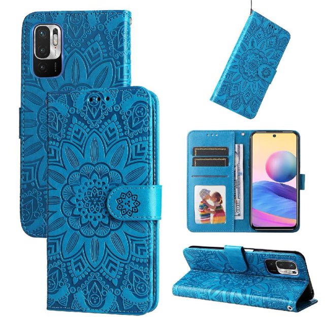 Funda tipo cartera GANGXUN para Xiaomi Redmi Note 10 5G , diseño girasol, cuero PU, soporte, cierre magnético, tarjetero