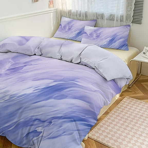 Colorful Marble Pattern Bedding Set with Zipper Closure for Girls & Boys