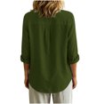 thumbnail image 6 of Cotton Linen Button Down Shirt for Women Ghalytn V Neck Stand Collar Blouse - Long Sleeve Casual Top with Pockets, 6 of 7